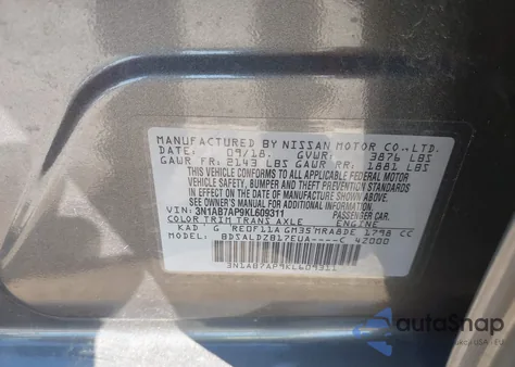 2019 Nissan Sentra Sv из США, поврежденный, VIN 3N1AB7AP9KL609311